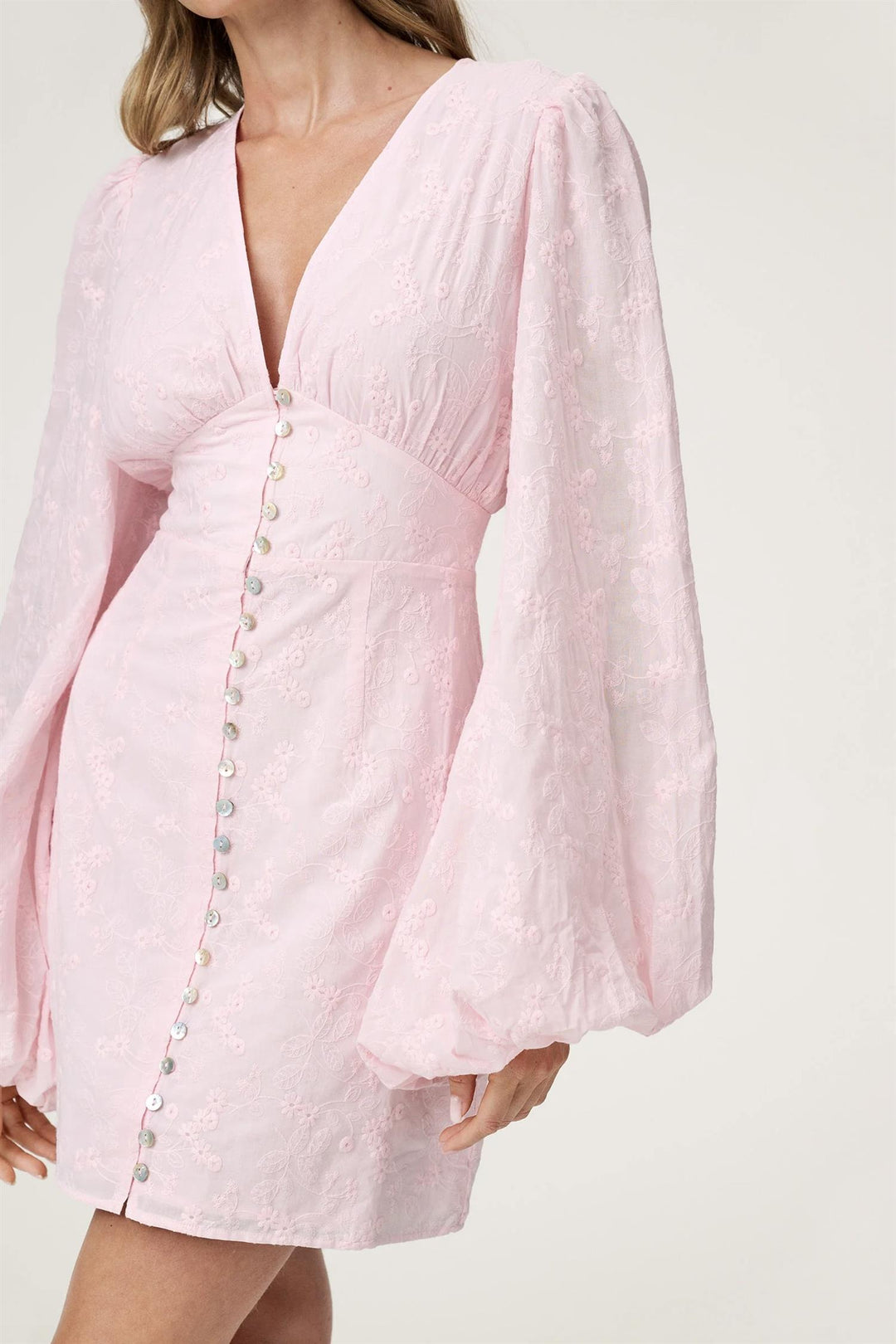 Florence Dress Pink Embroidery