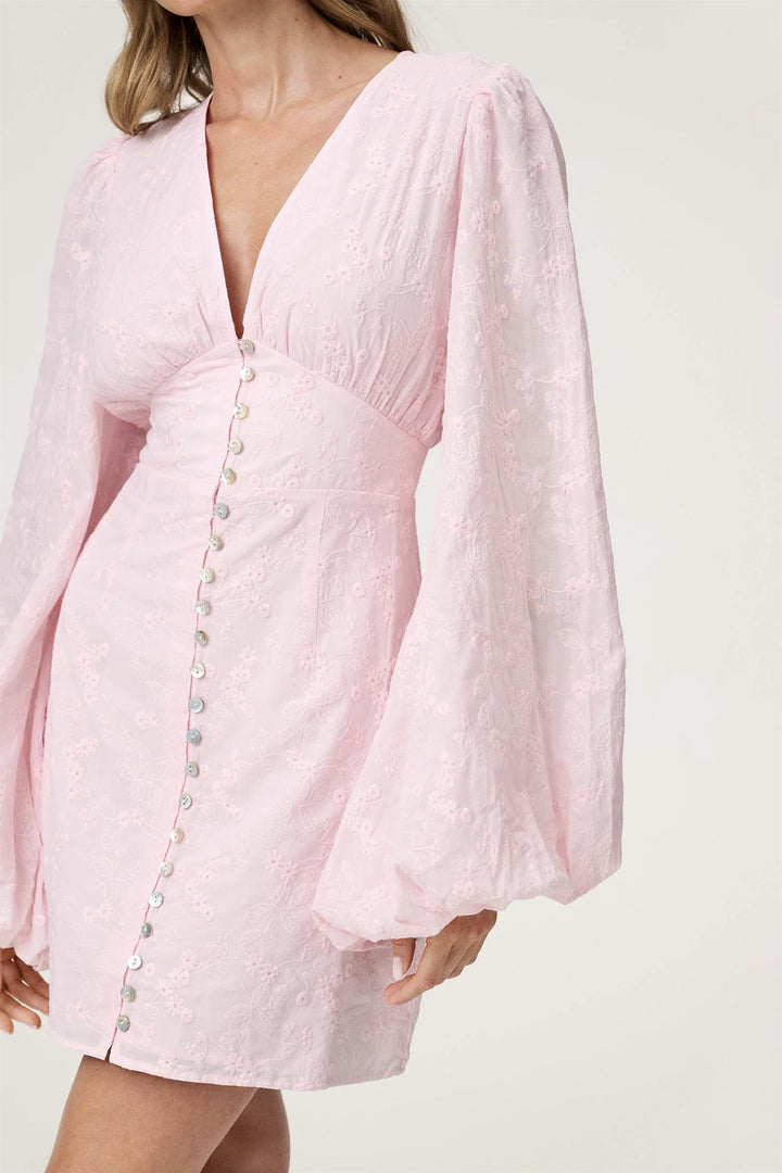 Florence Dress Pink Embroidery