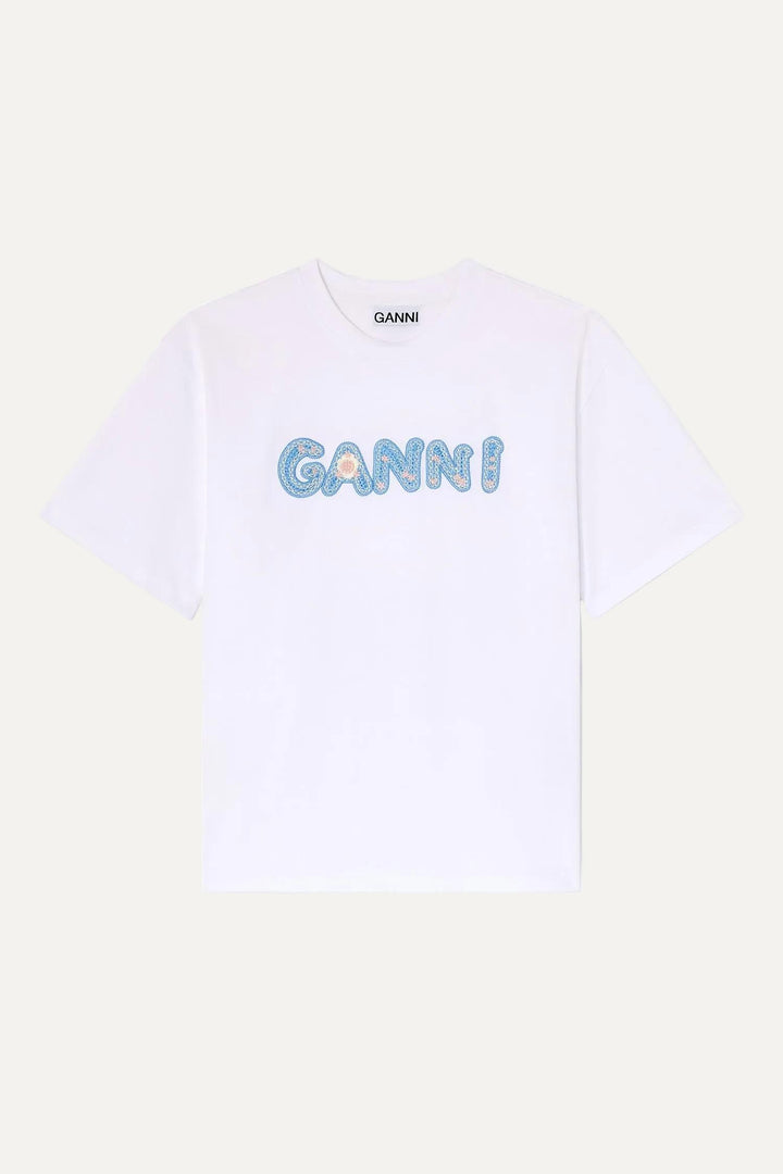 Heavy Cotton Jersey Relaxed Fit Ganni EMB