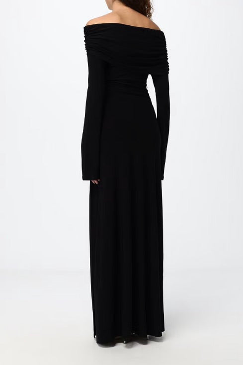 ELEH Long-Sleeved Evening Sheath Gown Black - Dale