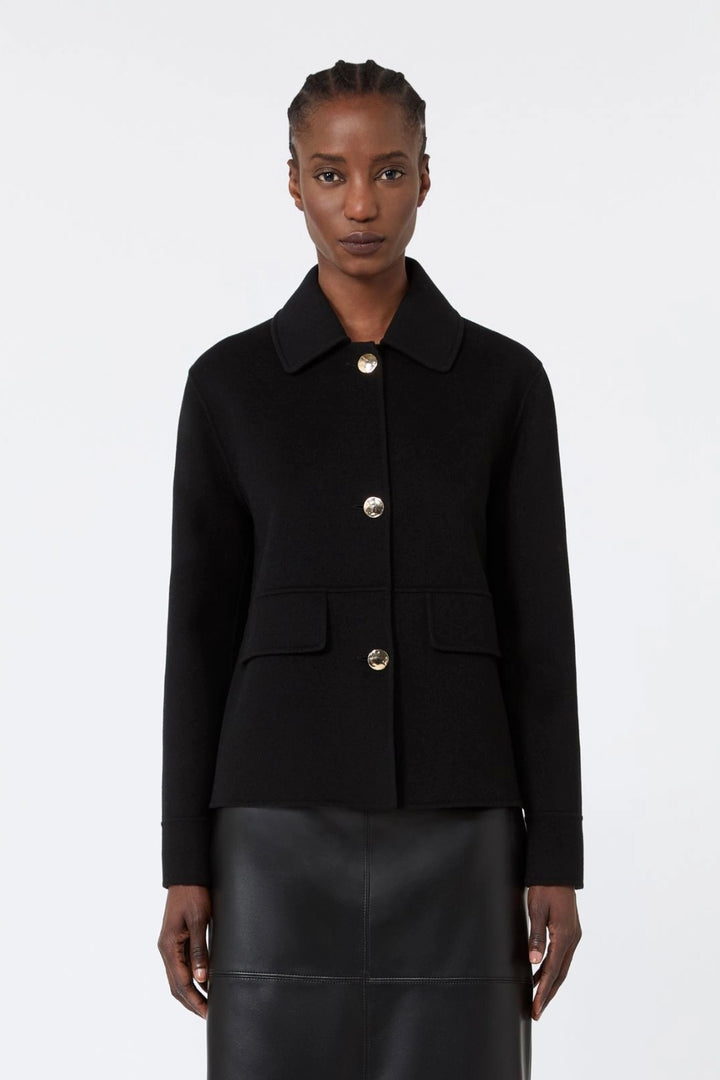 Double Wool Cropped Jacket Black