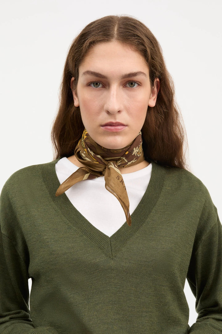 Pippa Scarf Khaki Paisley Print