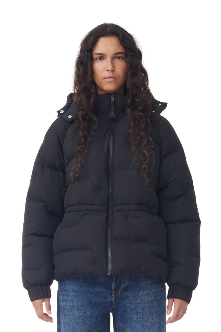 Soft Puffer Short Raglan Jacket - Black