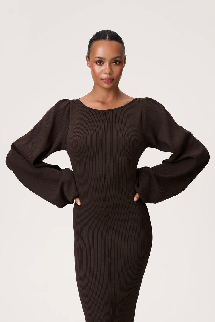 Rennes Midi Dress Brown