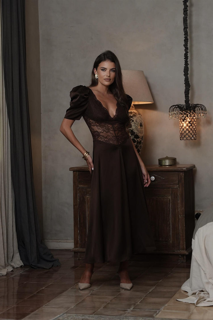 Francis Lace Midi Dress Espresso