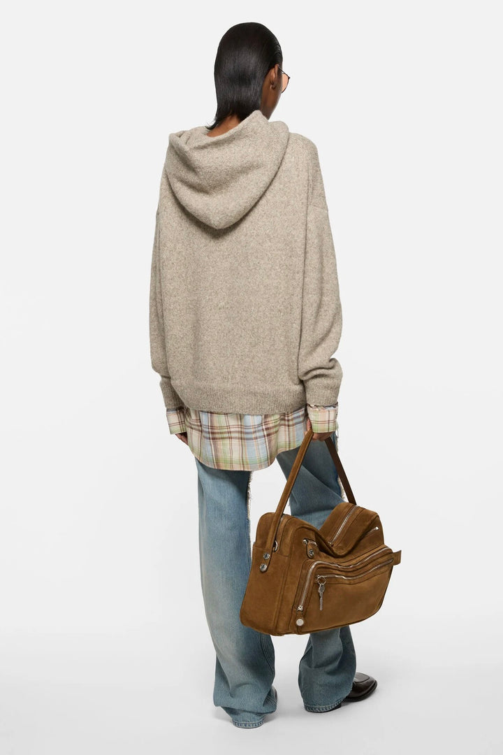 Layered Knit Hoodie Medium Beige