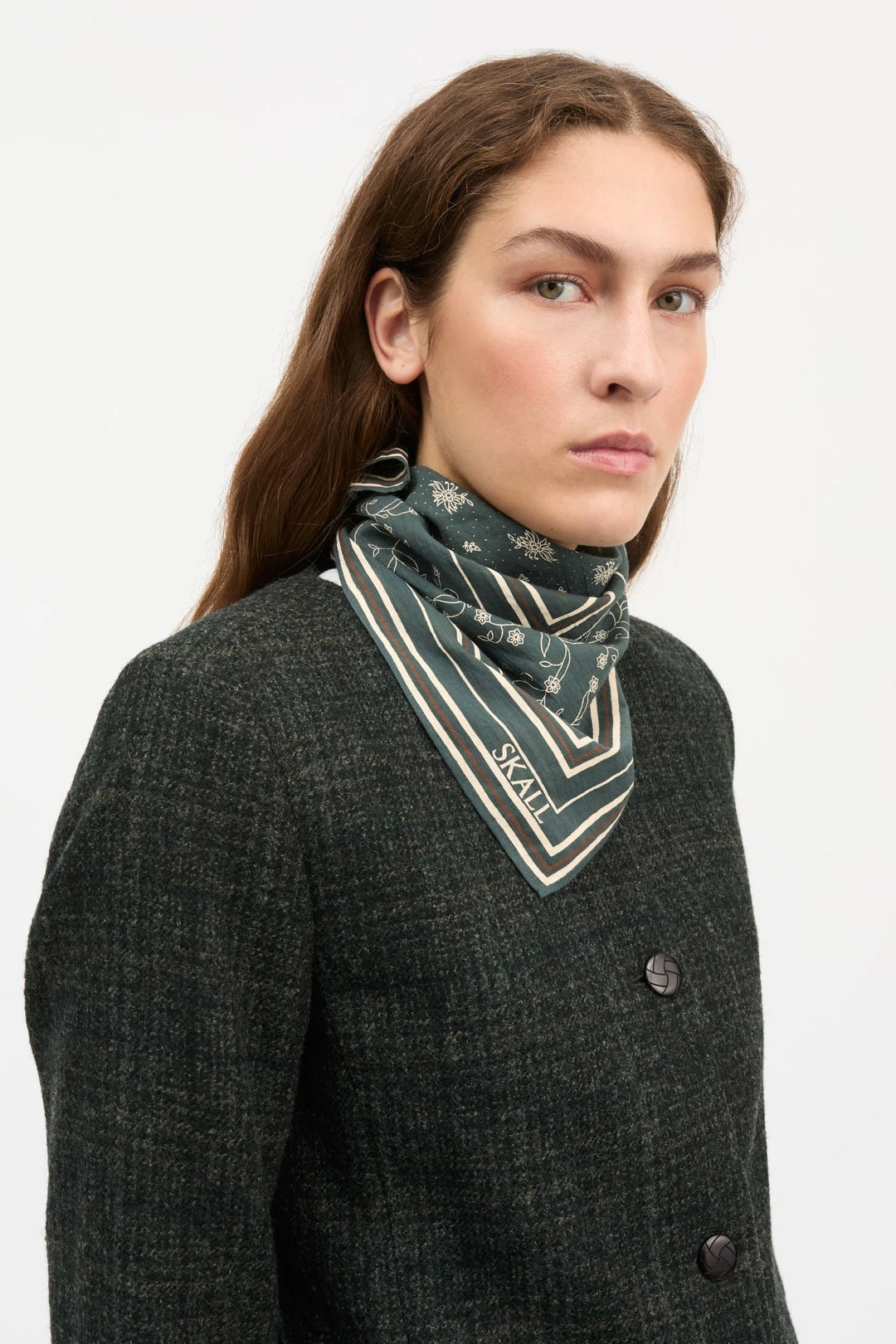 Skall Classic Scarf 55x55 Dark Green/Brown
