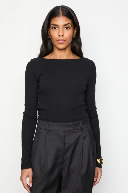 Petronella Rib Boatneck Black
