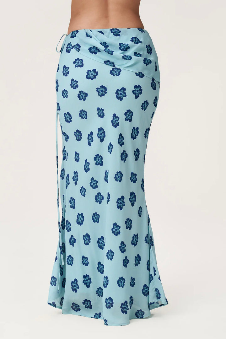 Elba Maxi Skirt Turquoise Flower