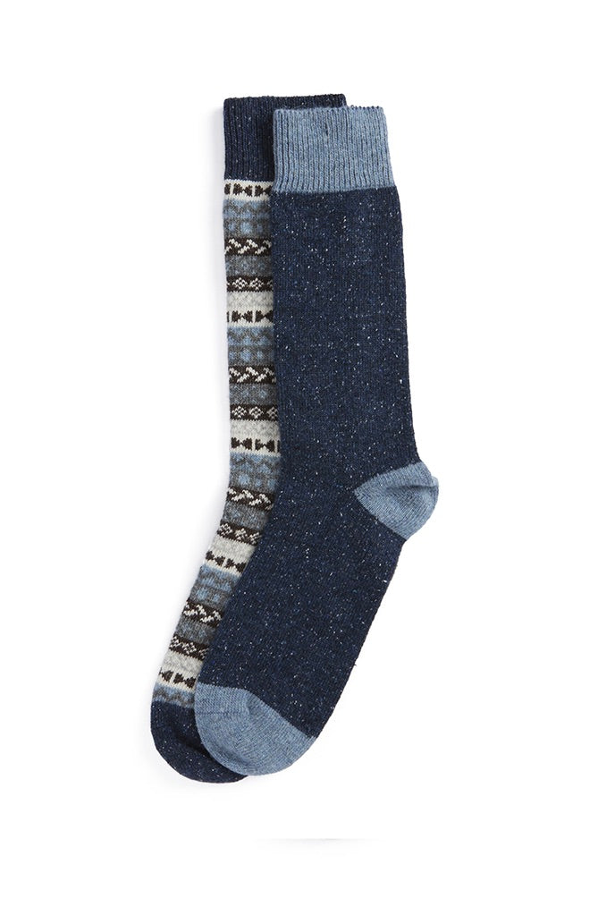 Barbour Fair Isle Sock 2 Pack Midnight Oak