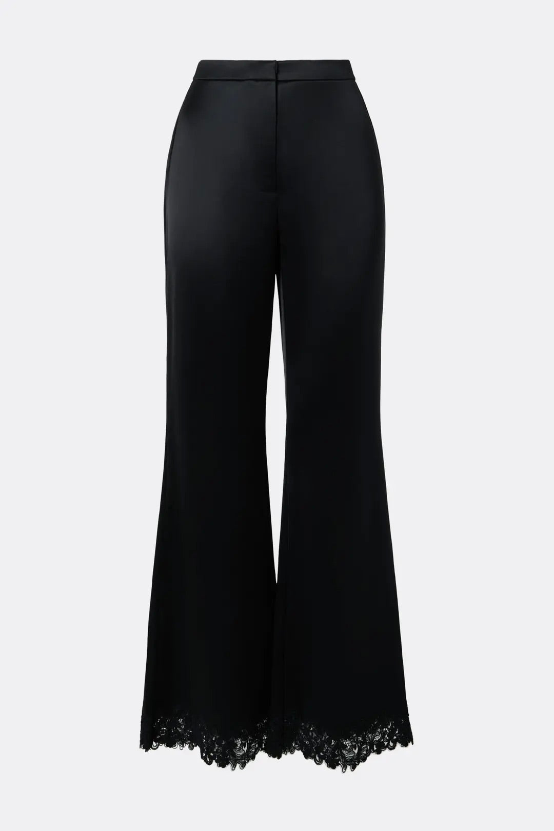 Marine Satin Lace Hem Trousers Black
