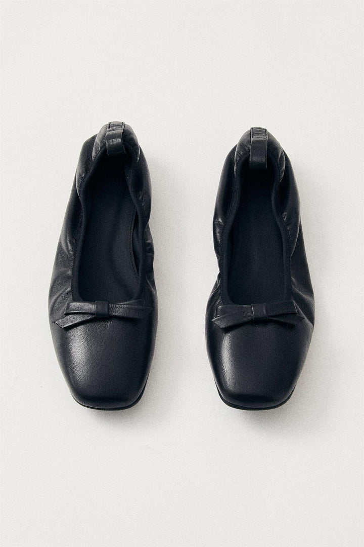 Freya Black Leather Ballet Flats