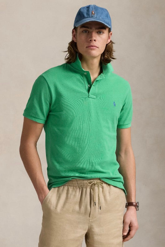 Custom Slim Fit Mesh Polo Shirt Raft Green