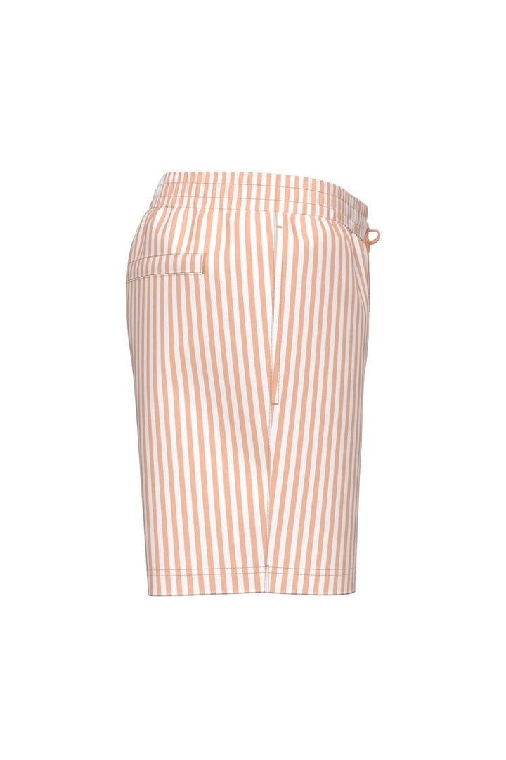 Medium Drawstring Waistband Swim Shorts Peach Bliss Penny Stripe