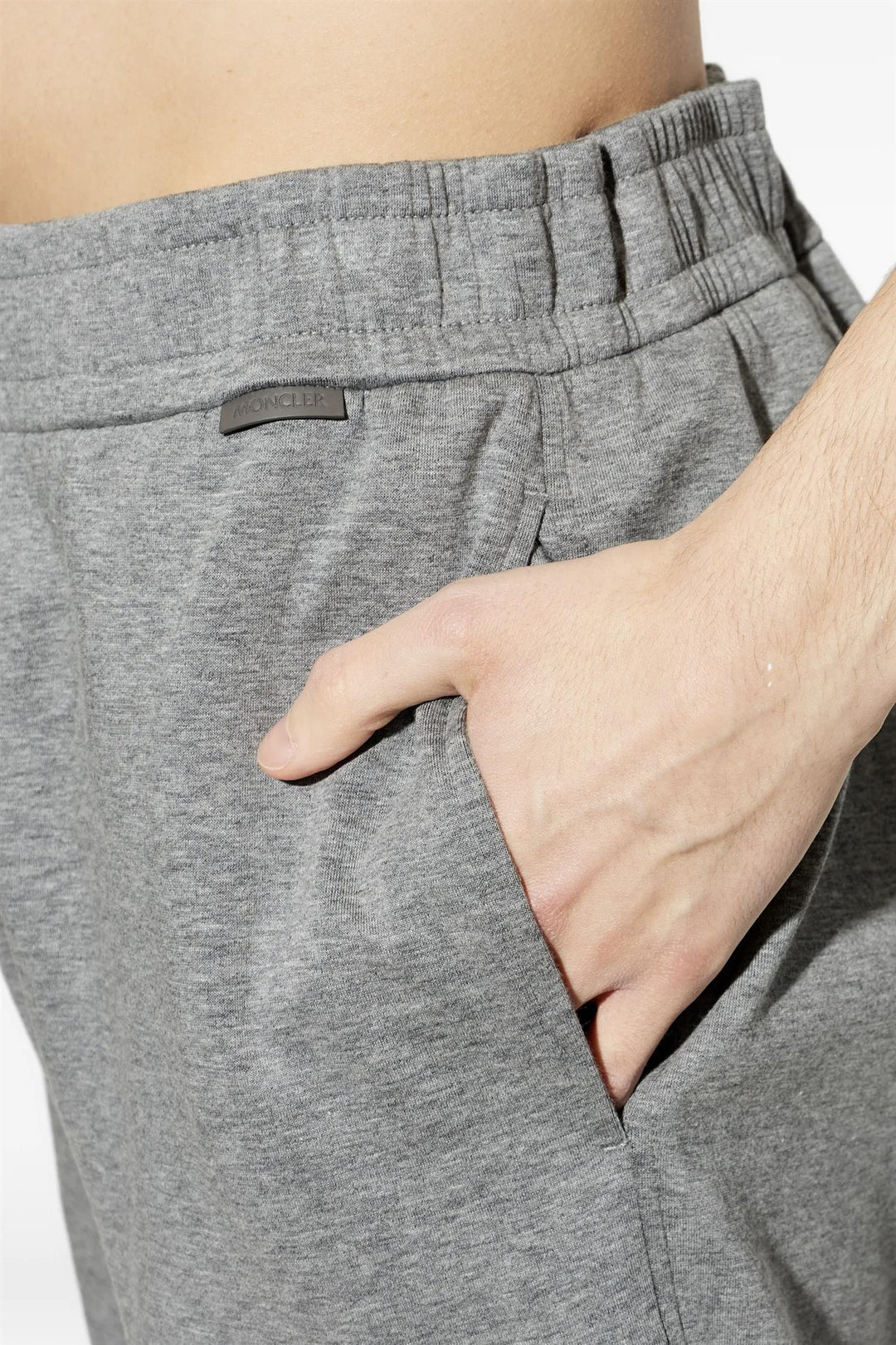 Leather Logo Cotton Blend Track Pants Grey