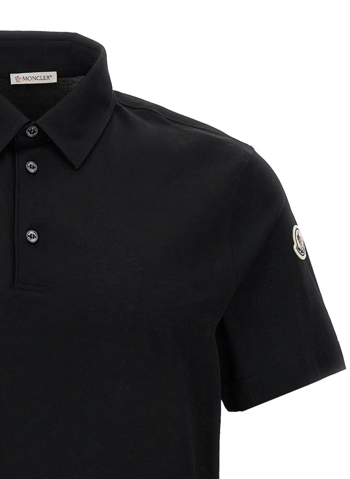 Logo Patch Short Sleeved Polo Shirt Black