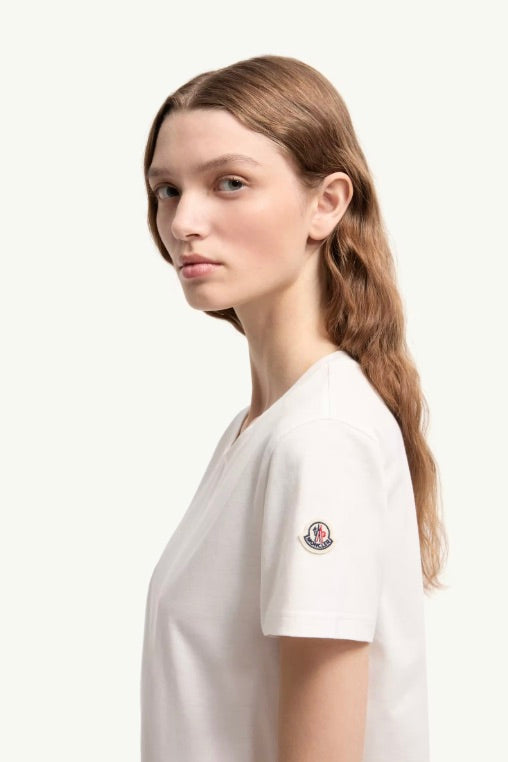 MONCLER Logo Patch Cotton Jersey T-Shirt Offwhite - Dale