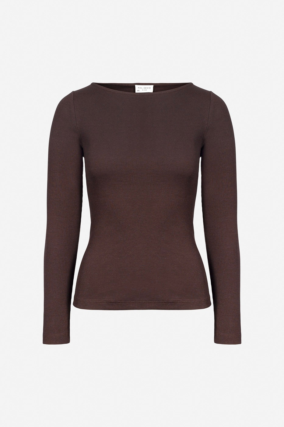 Petronella Rib Boatneck Dark Brown