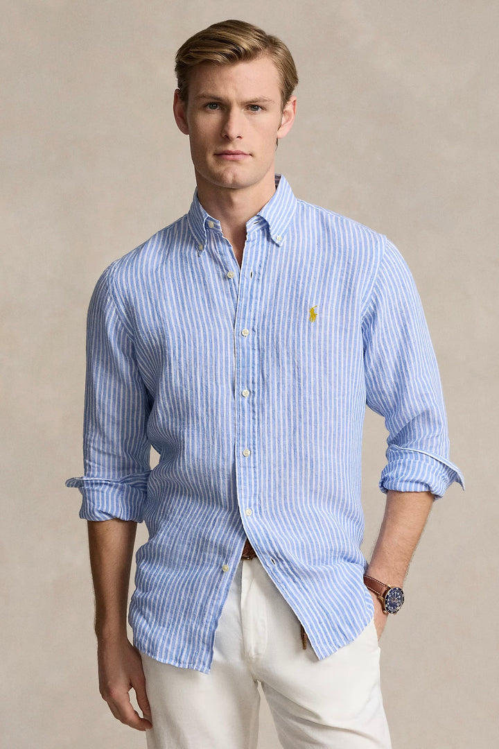 STRIPED LINEN SHIRT CUSTOM FIT