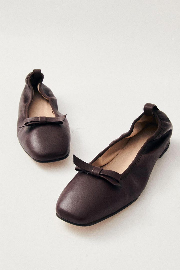 Freya Brown Leather Ballet Flats