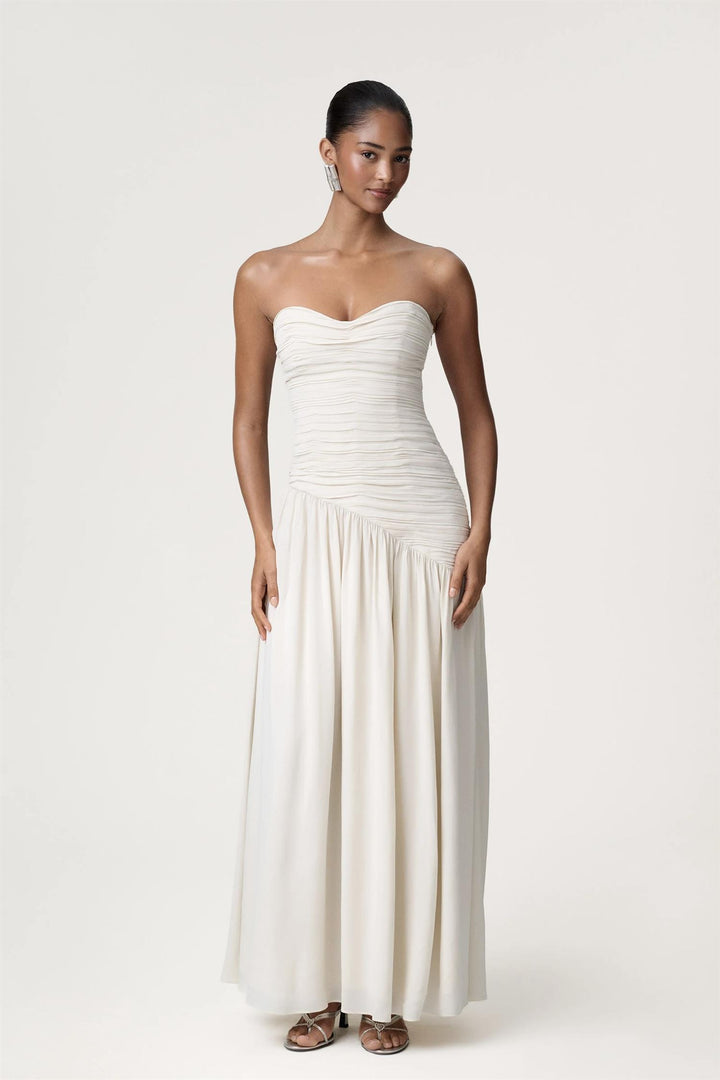 Lima Bandeau Dress Creme White