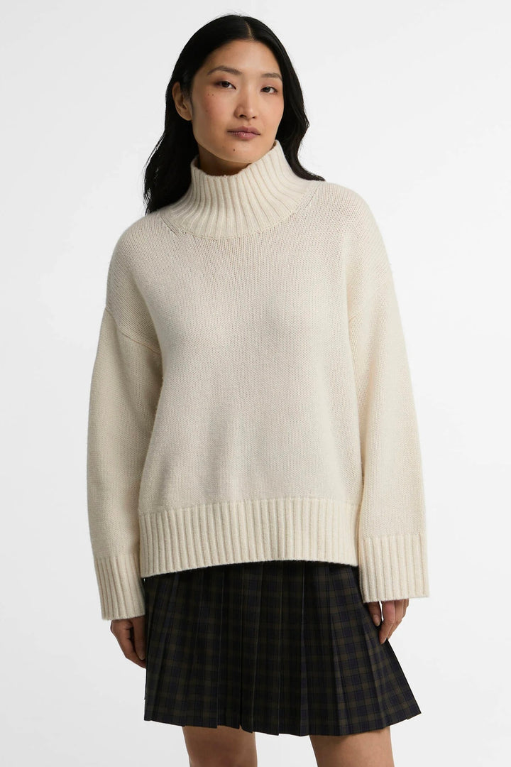 Woodhouse Cashmere-Blend Funnel Neck Jumper Summer Pearl/Ecru
