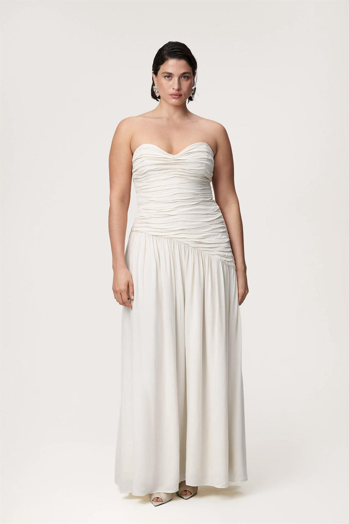 Lima Bandeau Dress Creme White