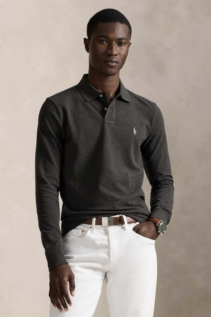 Custom Slim Fit Long Sleeve Knit Dark Charcoal Heather