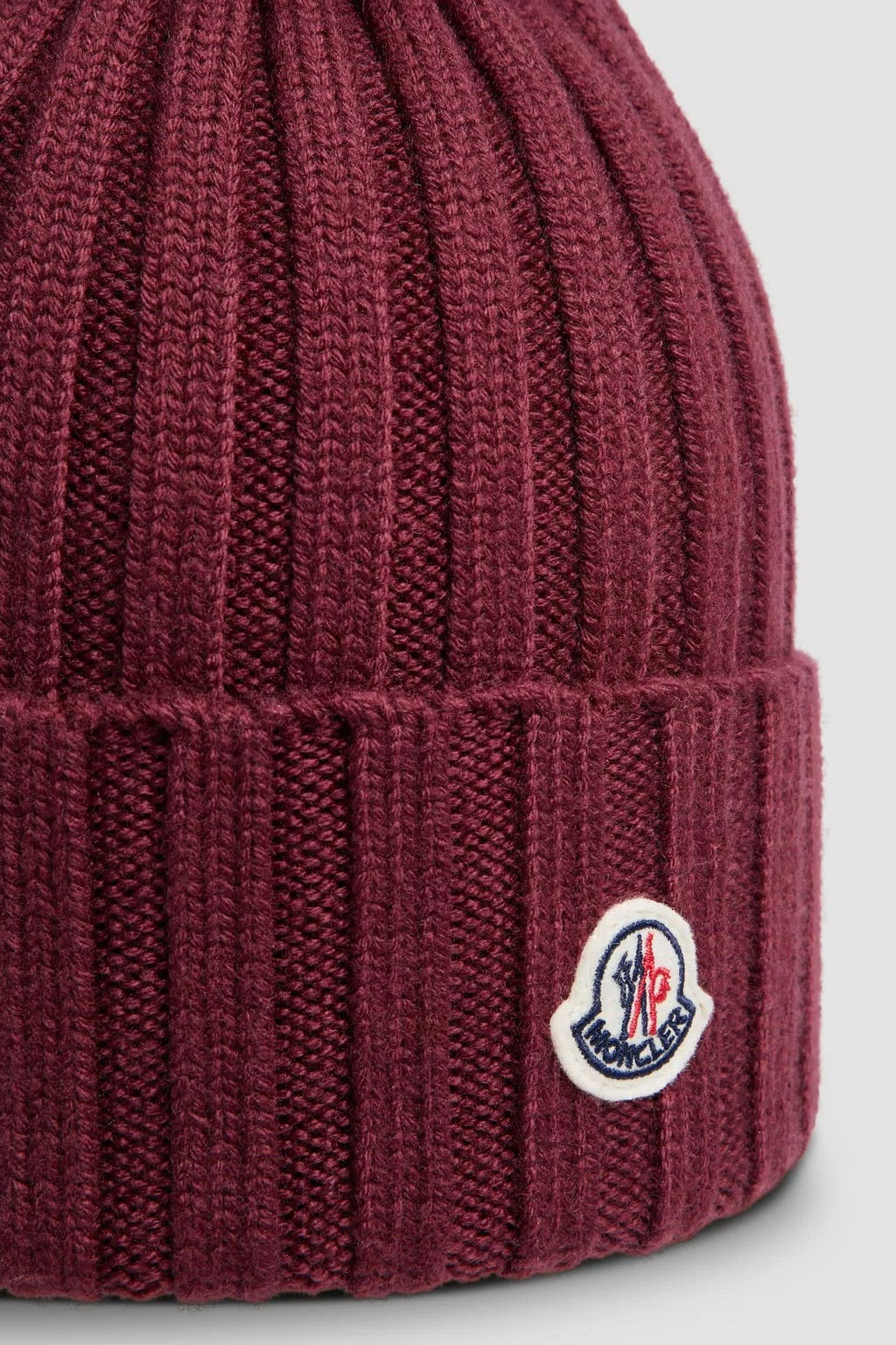 Wool Beanie Pom Pom Burgundy