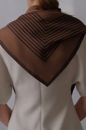 LE SCARF Striped Scarf Chocolate & Espresso 80X80 - Dale