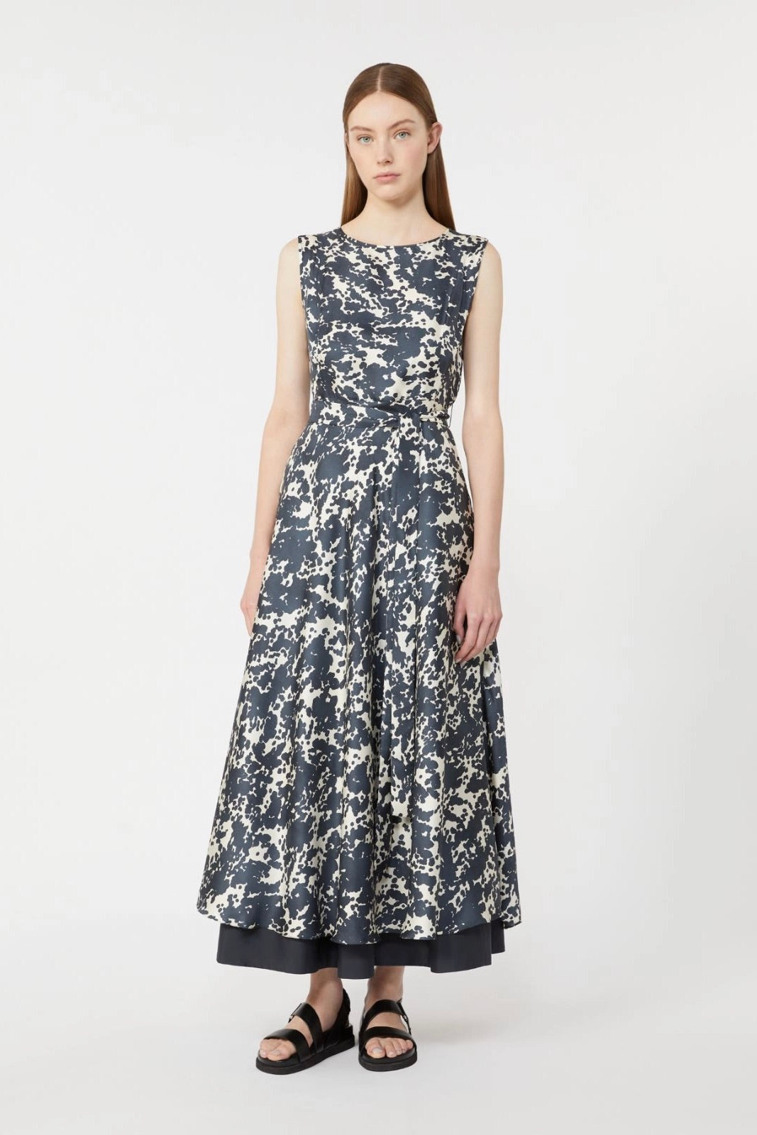 Patterned Twill Dress Ultramarine