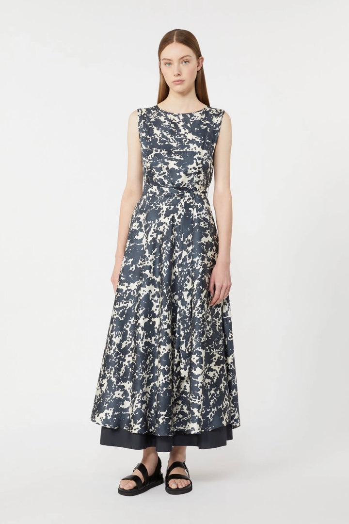 Patterned Twill Dress Ultramarine