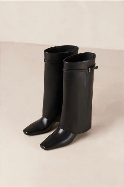 Evita Black Leather Boots