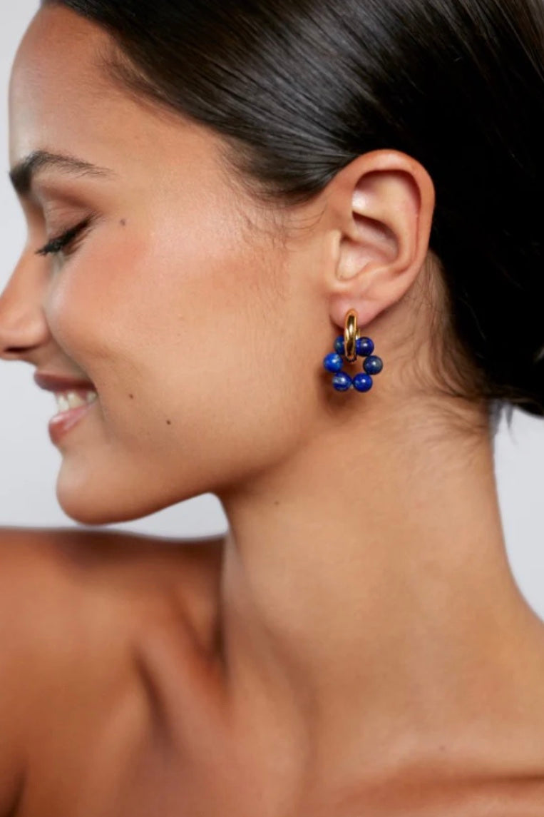 ANNI LU Deep Blue Hoops Golden Lapis - Dale
