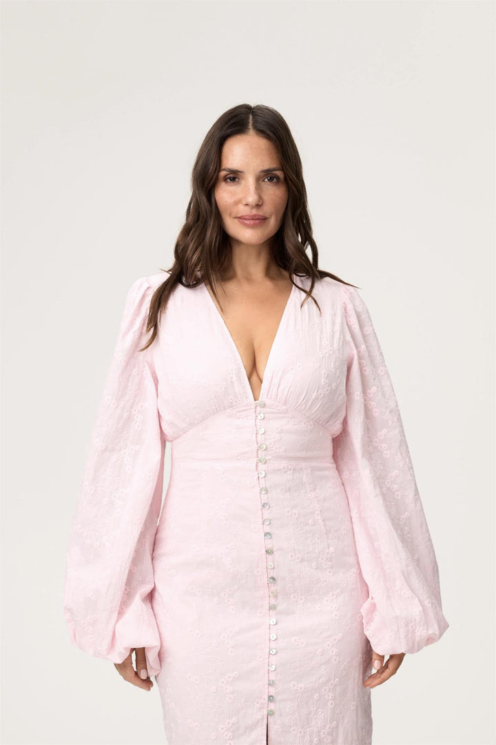 Positano Dress Pink Embroidery