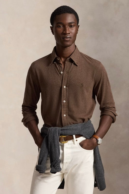 Featherweight Long Sleeve Mesh Shirt Nutmeg Brown Heather