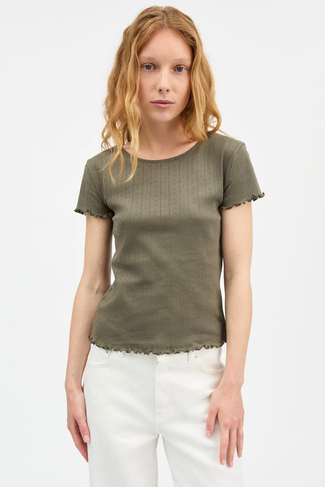 Edie Cap Sleeve Tee Olive