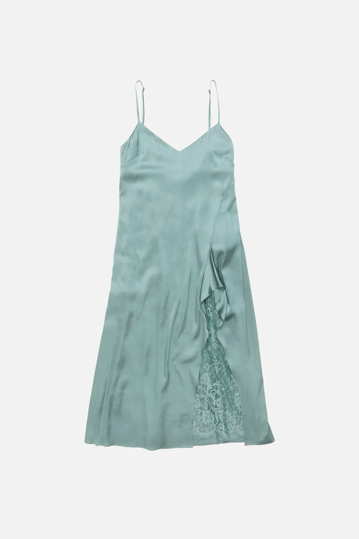 ACNE STUDIOS Satin Slip Dress Sage Green - Dale