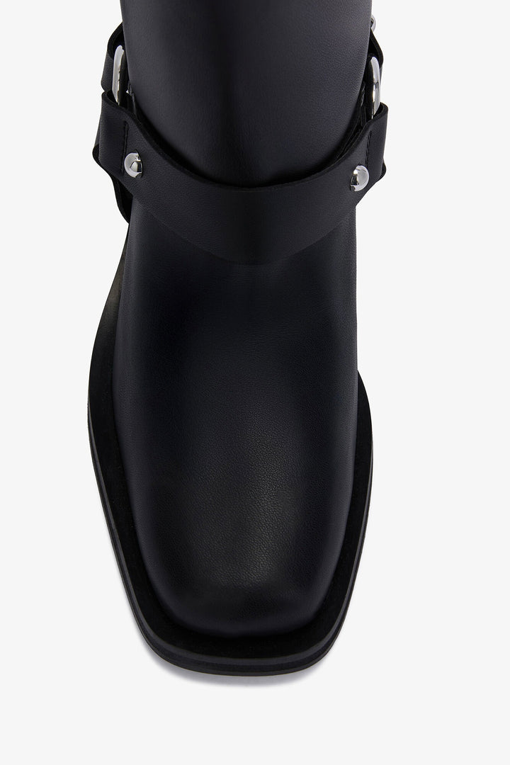 Mid Shaft Biker Boots Black