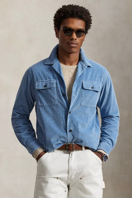 Classic Fit Corduroy Camp Shirt Channel Blue