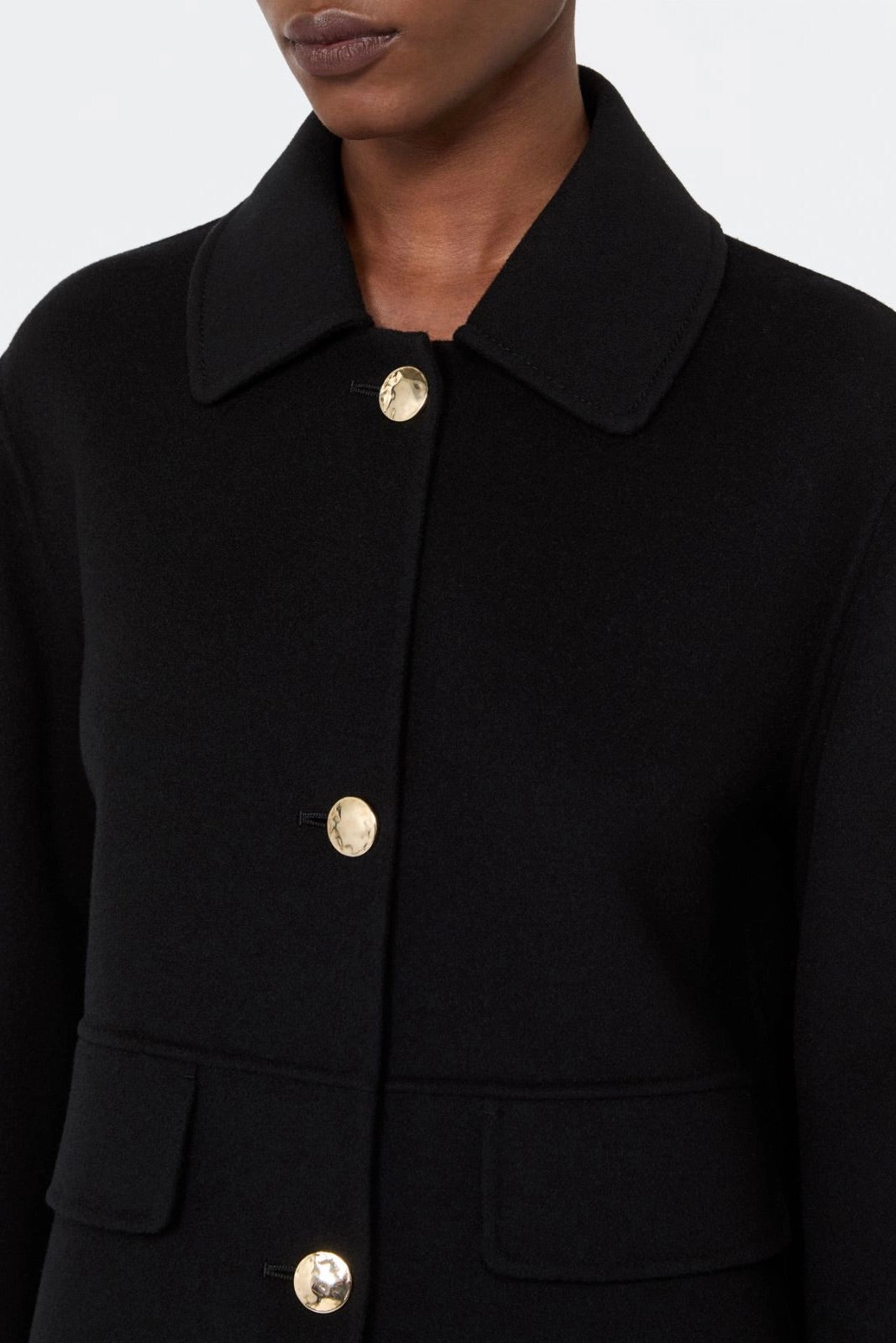 Double Wool Cropped Jacket Black