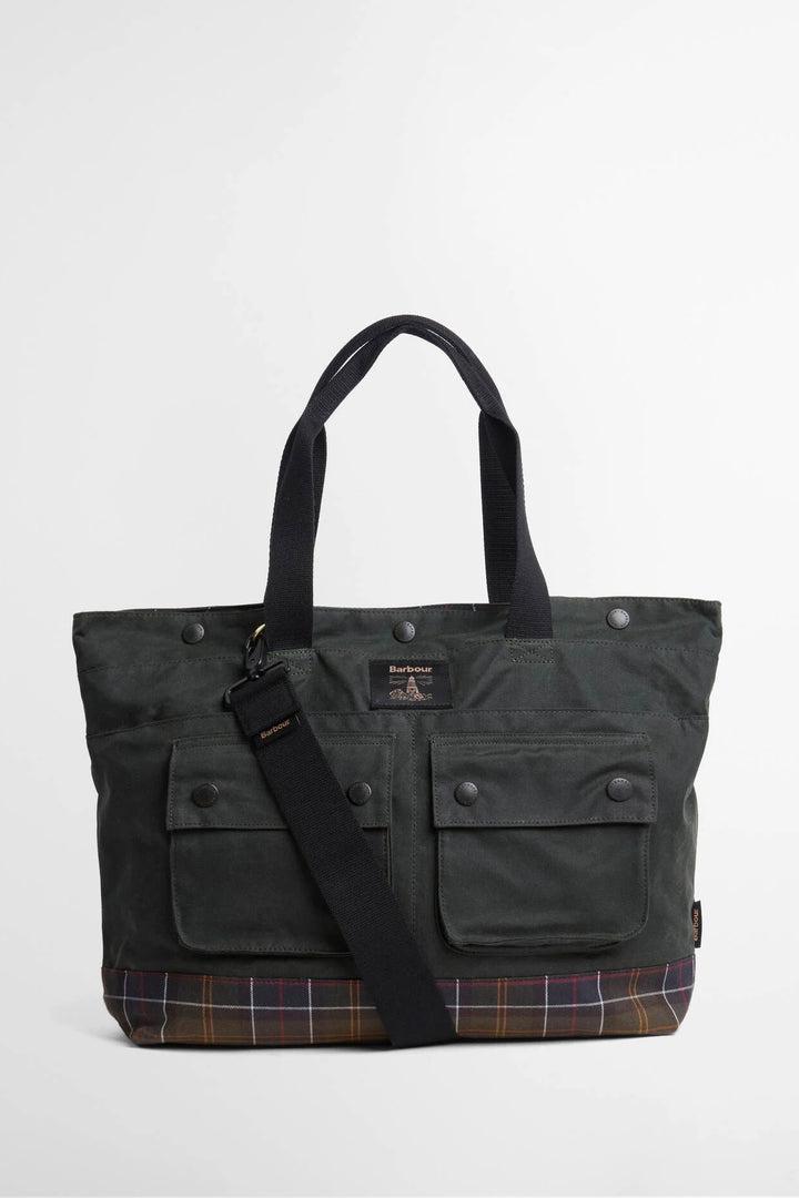 Barbour Field Waxed Tote Bag Sage