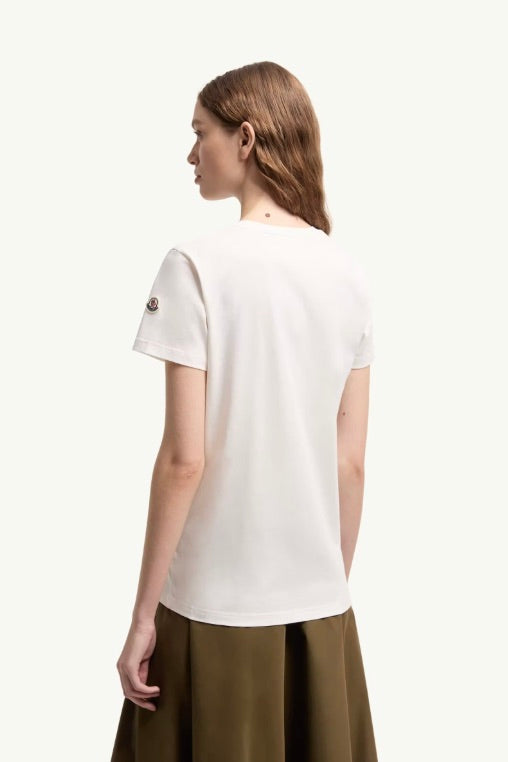 MONCLER Logo Patch Cotton Jersey T-Shirt Offwhite - Dale