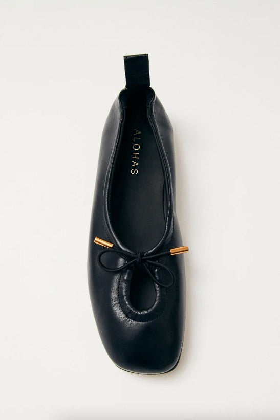 フラットシューズ Alohas Rosalind Onix Black Leather Ballet Flats Rosalind Onix Black Leather Ballet Flats | ALOHAS