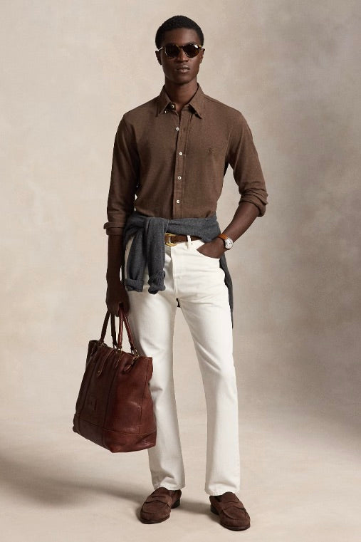 Featherweight Long Sleeve Mesh Shirt Nutmeg Brown Heather