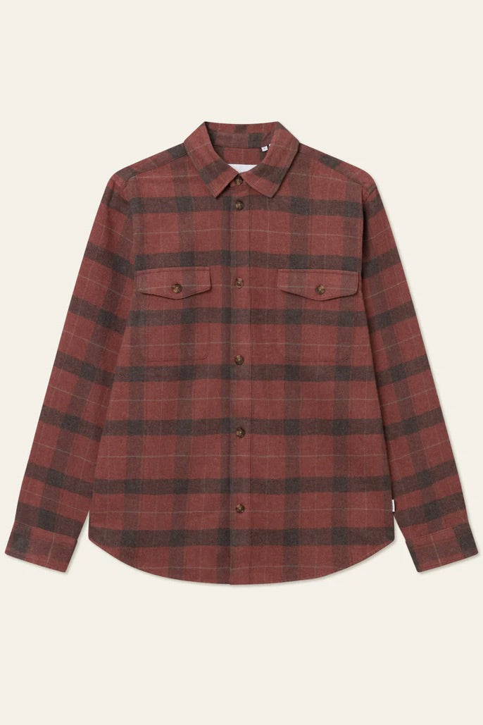 Lennon Flannel Check Overshirt Coffee Brown/Fired Brick