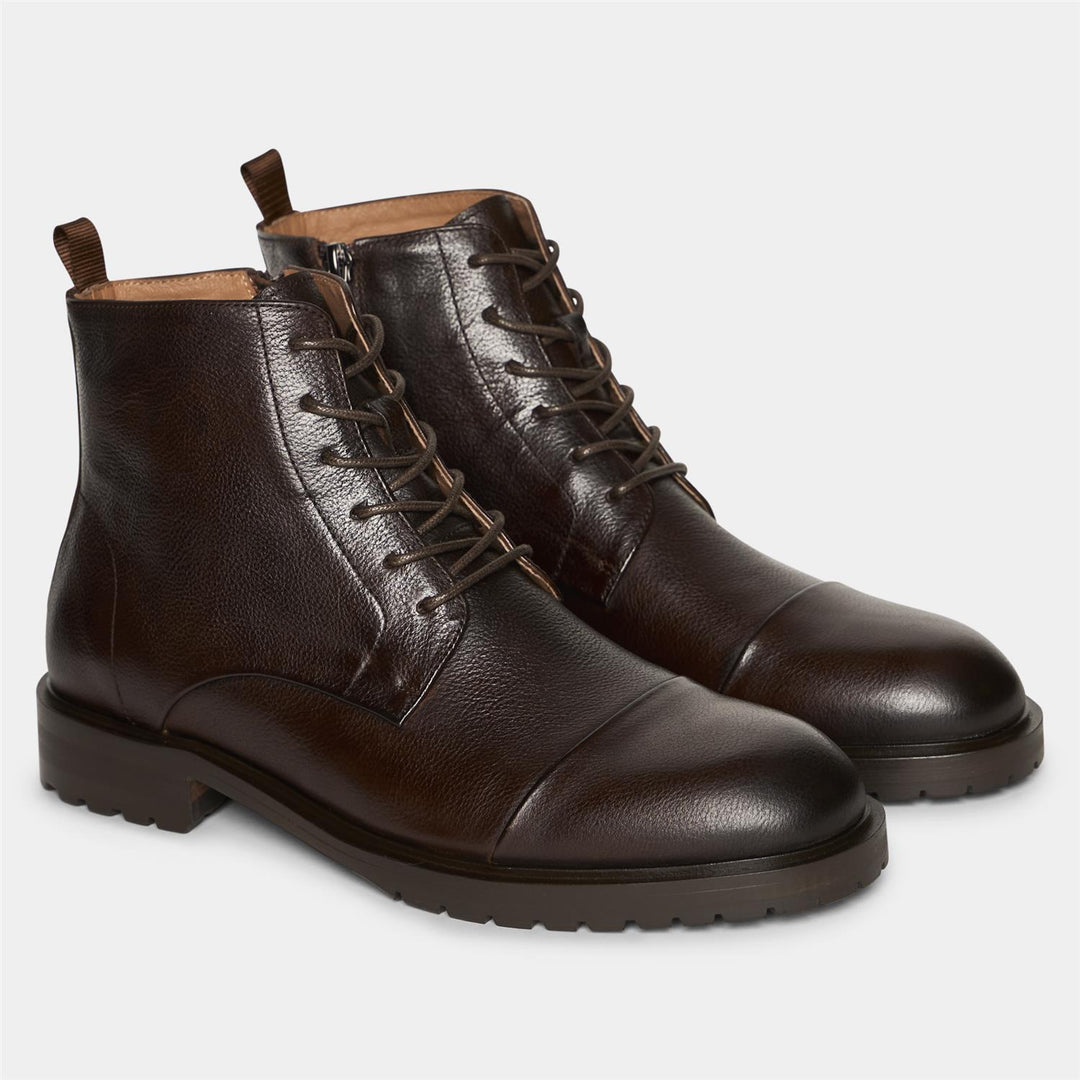 TGA Laced Zip Boots Dark Brown - Dale