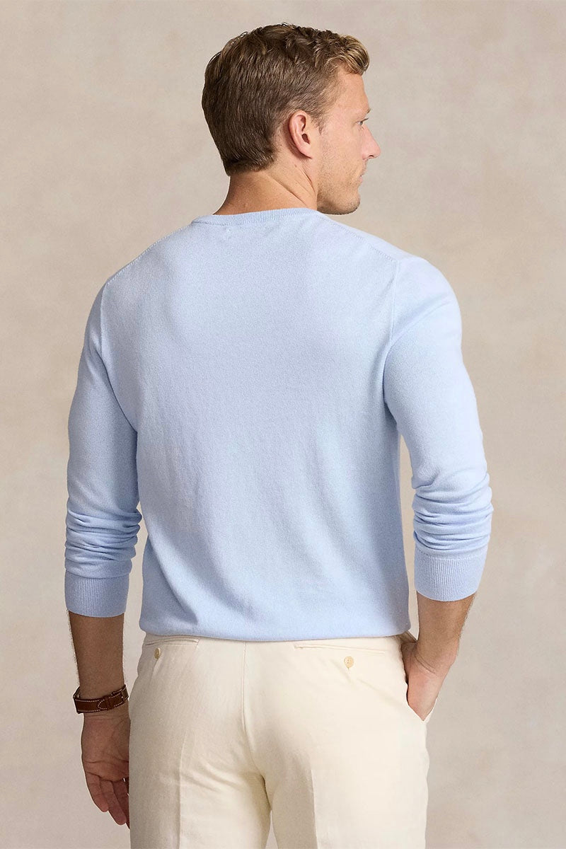 Cotton-Cashmere Crewneck Jumper Oxford Blue