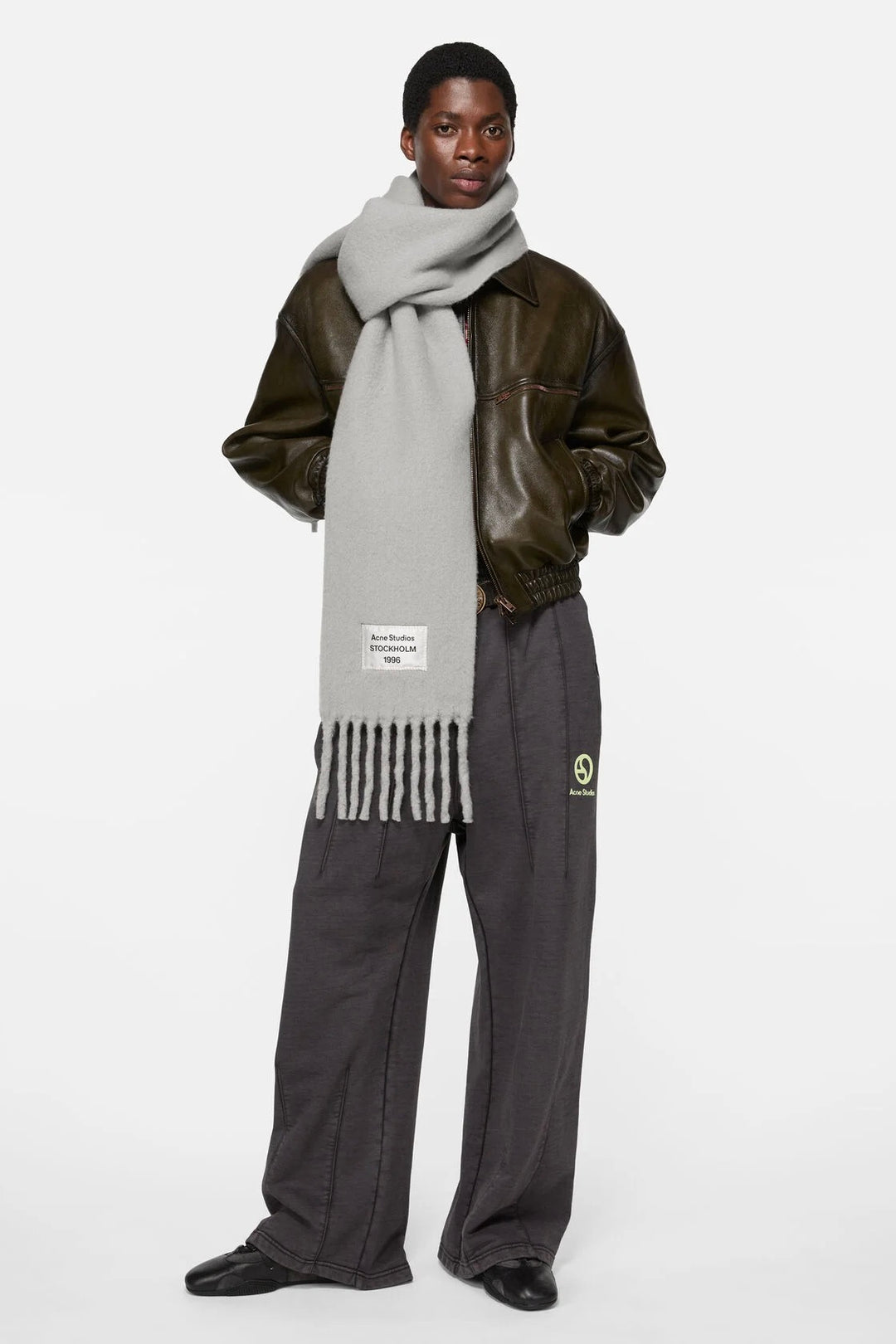 ACNE STUDIOS Bicolor Alpaca Scarf Grey/Light Grey - Dale