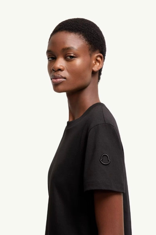MONCLER Embroidered Logo Cotton T-Shirt Black - Dale